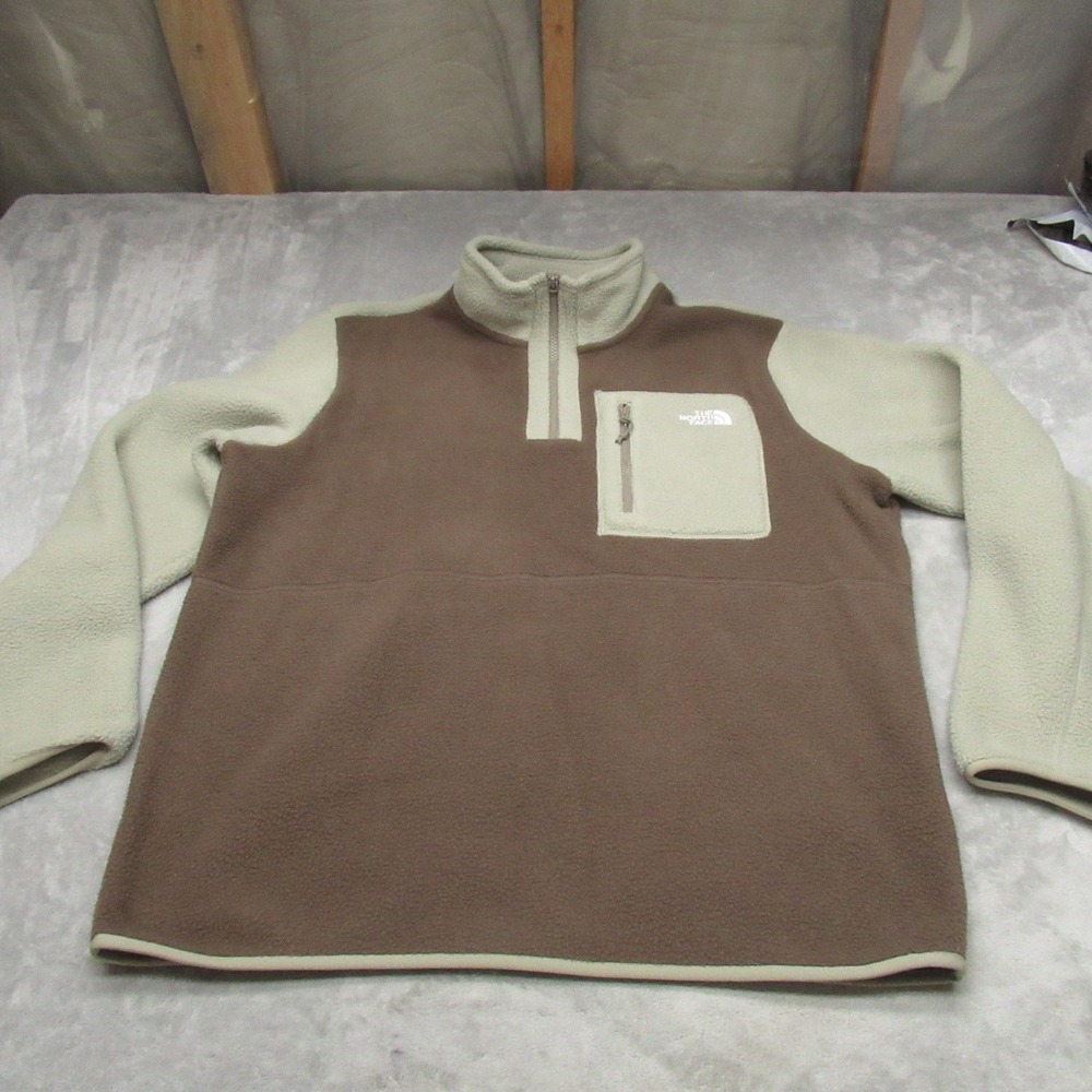 North‎ Face Yumiori Sweater Mens Large Brown Midweight Fleece Pullover  1/4 Zip